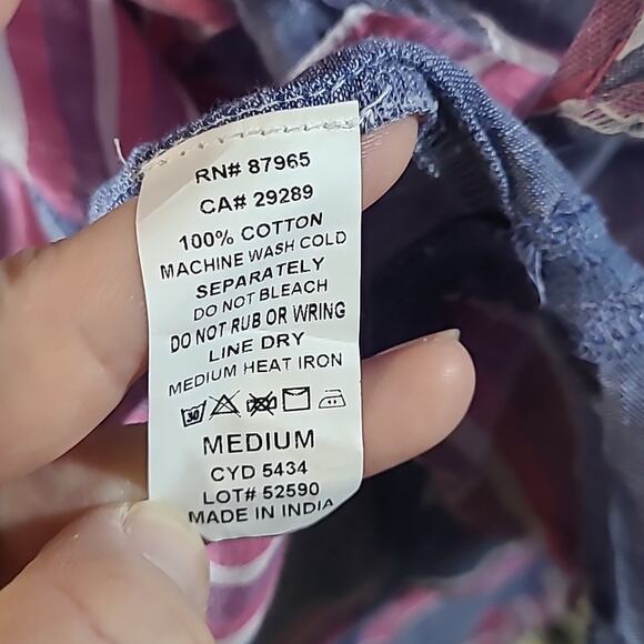 ELAN Cotton Slip Dress Cover-up Backless Blue Pink Stripe Medium - Picture 10 of 10